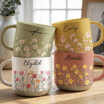 Custom-Name-&-Birth-Flower-For-Her,-Coworkers,-Daughter,-Friends-Pottery-Cup-Personalized-Mug-1