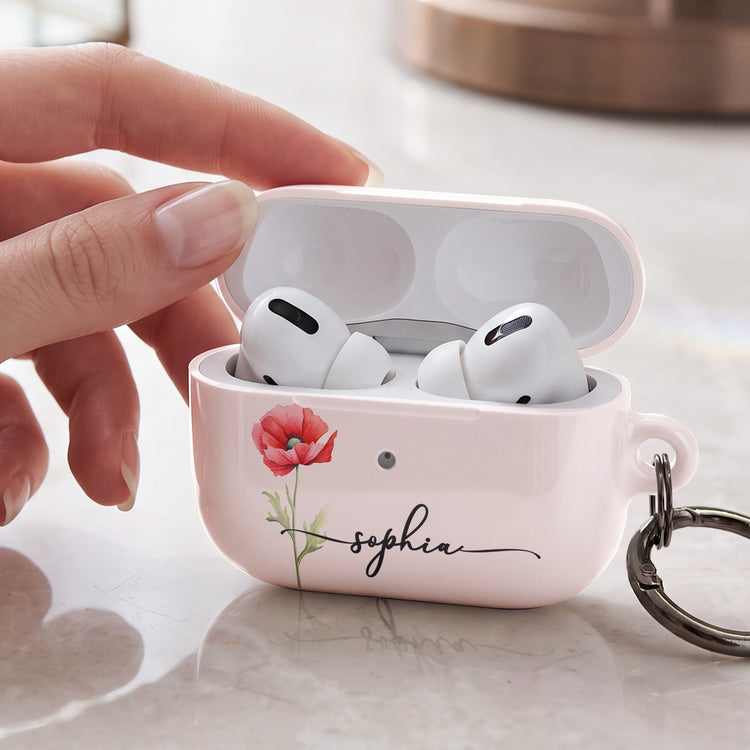 Custom-Name-&-Birth-Flower-For-Her,-Friend,-Coworker-Personalized-Protective-Case-For-AirPods-8