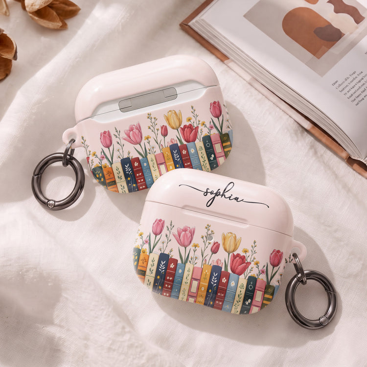 Custom-Name-&-Birth-Flower-For-Her,-Self-Gift,-Book-Lovers,-Book-Clubs-Personalized-Protective-Case-For-AirPods-7