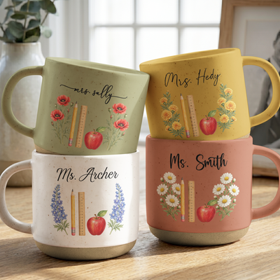 Custom Name & Birth Flower For Teacher Back To School Christmas Thank You Gifts - Personalized Mug