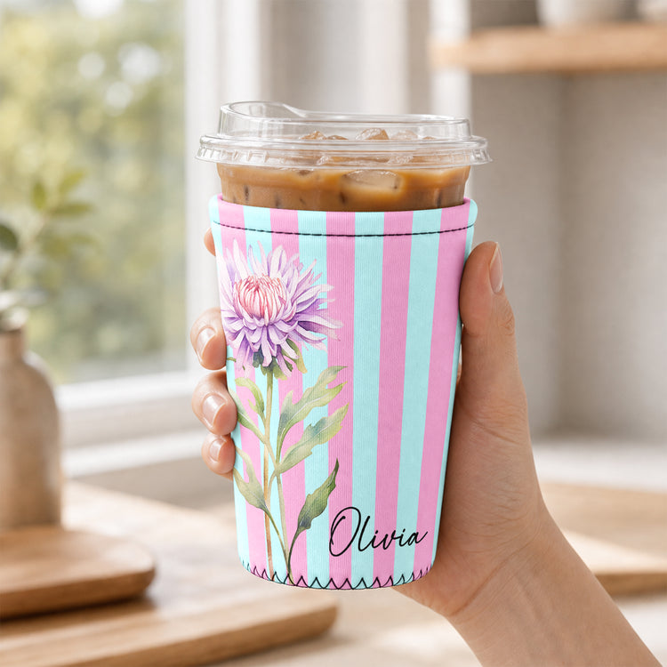 Custom-Name-&-Birth-Flower-Gift-For-Her-Friends-Coworkers-Personalized-Iced-Coffee-Sleeve-3