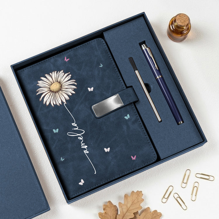 Custom-Name-Birth-Flower-Gift-For-Her,-Friends,-Coworkers-Personalized-Notebook-Set-2