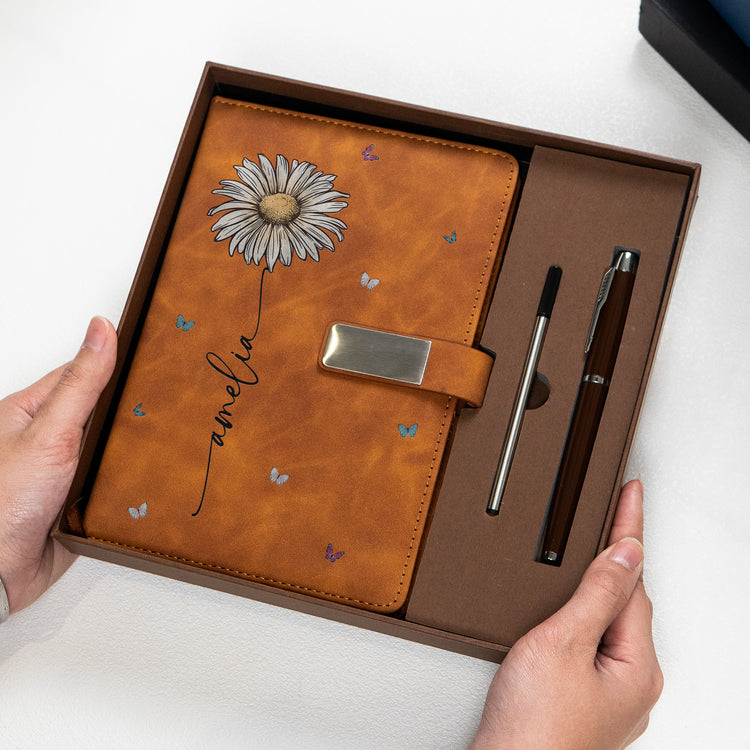 Custom-Name-Birth-Flower-Gift-For-Her,-Friends,-Coworkers-Personalized-Notebook-Set-5