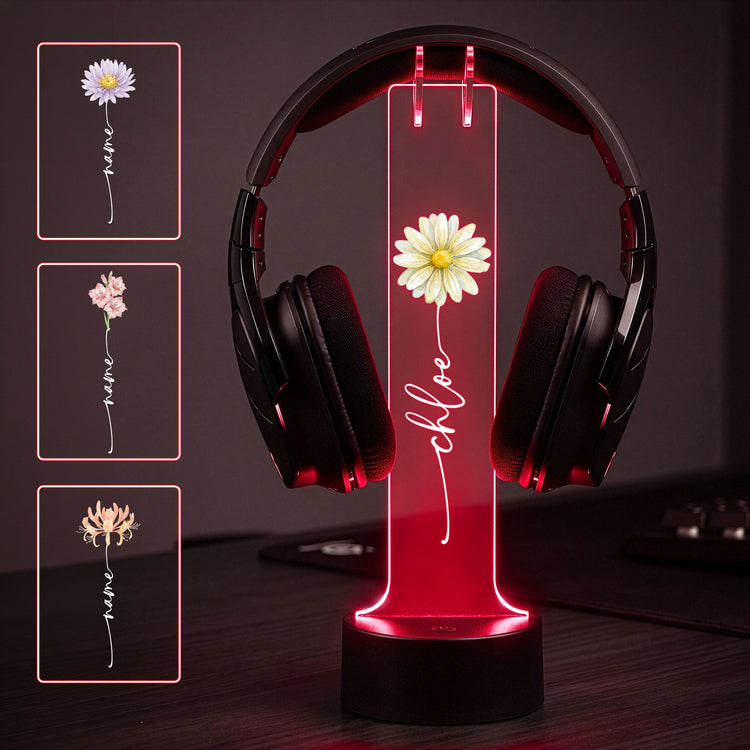 Custom-Name-&-Birth-Flower-Gift-For-Her-Version-1-Personalized-Headphone-Stand-1