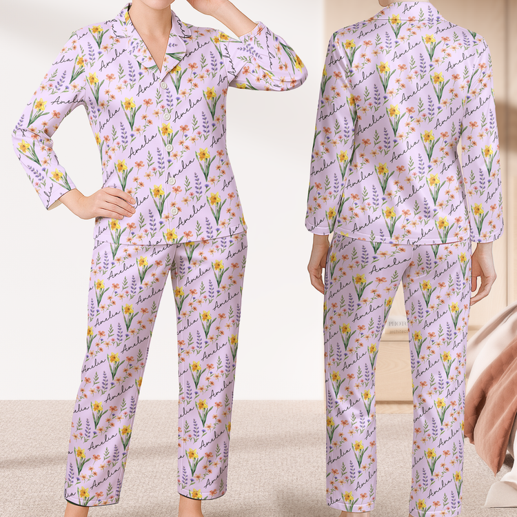 Custom-Name-&-Birth-Flower-Gifts-For-Her-Friends-Sisters-Daughters-Kids-Grandkids-Personalized-Pajamas-2