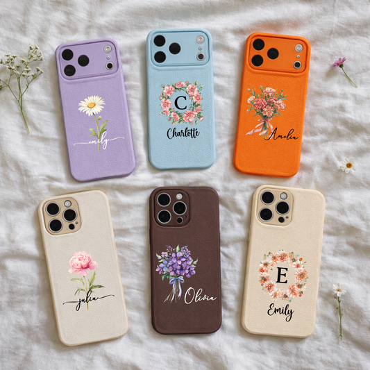 Custom-Name-&-Birth-Flower-Gifts-For-Her,-Sisters,-Daughter,-Friends-Personalized-Leather-Phonecase-1