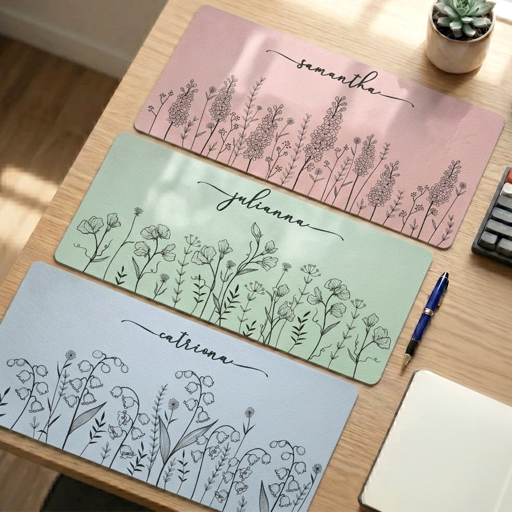 Custom-Name-Birth-Flower-Line-Art-Gift-For-Her-Friends-Sisters-Coworkers-Personalized-Desk-Mat-1