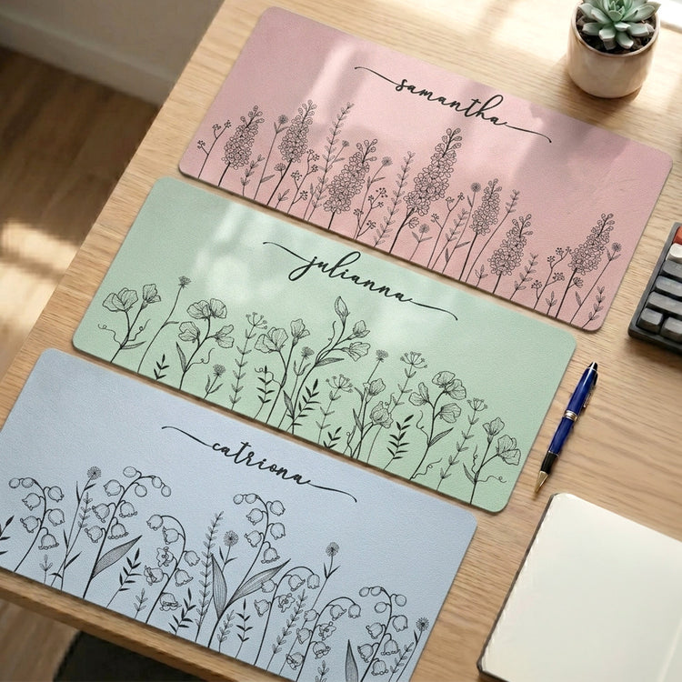 Custom-Name-Birth-Flower-Line-Art-Gift-For-Her-Friends-Sisters-Coworkers-Personalized-Desk-Mat-1