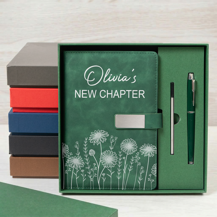Custom-Name-&-Birth-Flower-New-Chapter-Retirement-Christmas-Birthday-Gifts-For-Her-Coworker-Personalized-Notebook-Set6
