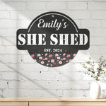 Custom-Name,-Birth-Flower-She-Shed,-Woman-Cave-Personalized-Metal-Sign-4