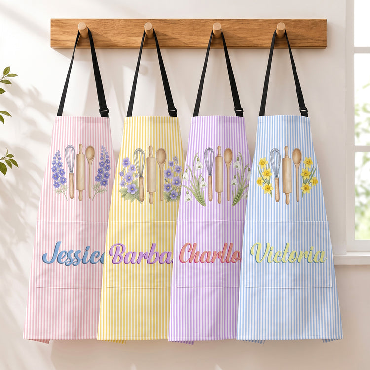 Custom-Name-&-Birth-Flower-Striped-Pattern-Personalized-Apron-2