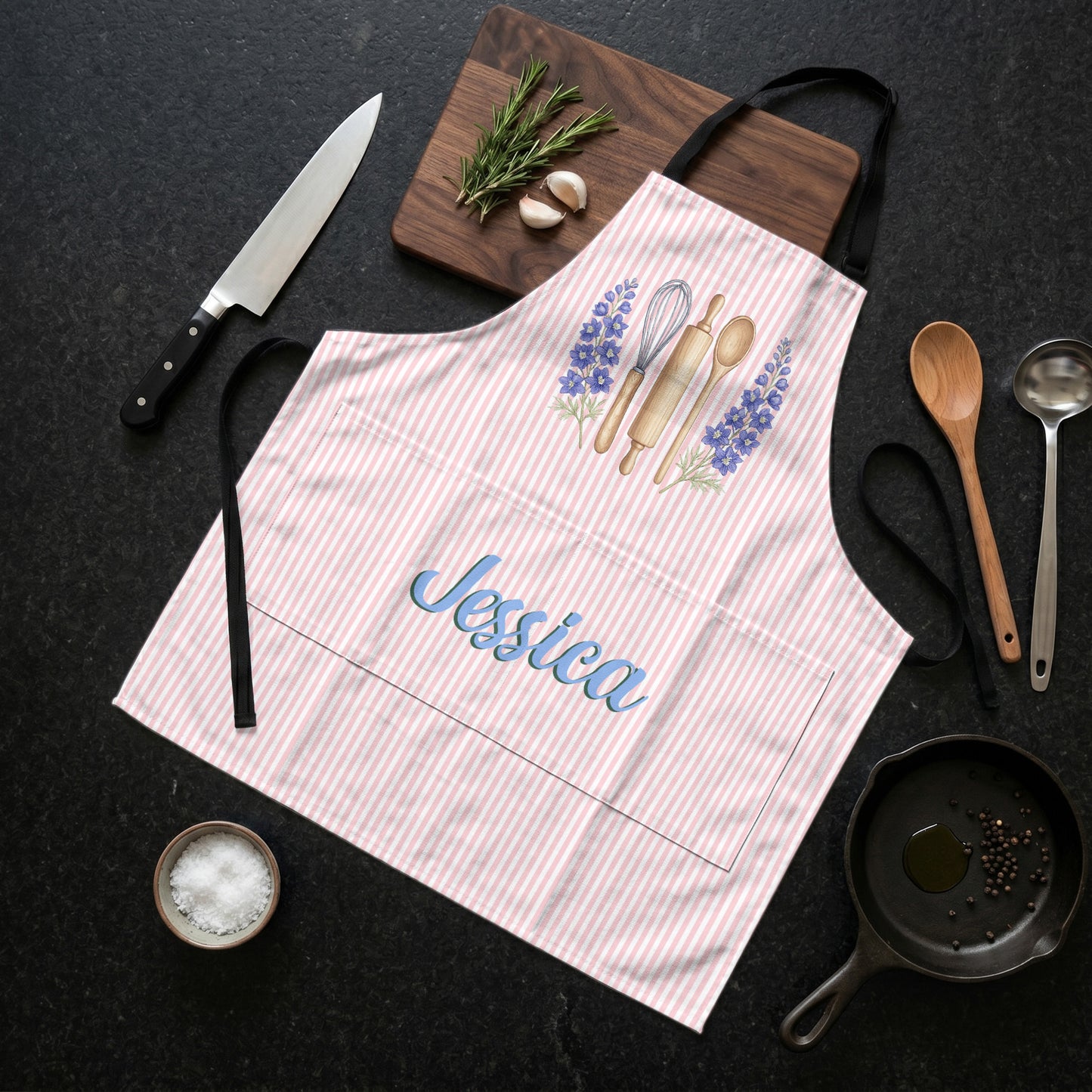 Custom-Name-&-Birth-Flower-Striped-Pattern-Personalized-Apron-3
