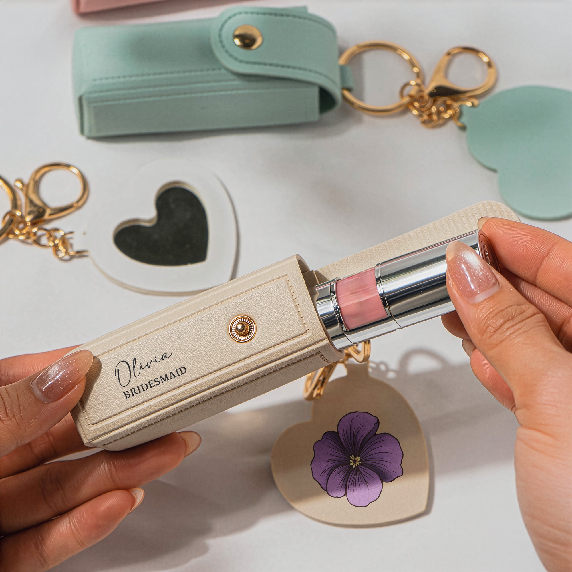 Custom-Name-&-Birth-Flower-Ver-2-Wedding-Gifts-For-Bridesmaid-Lipstick-Case-With-Mirror-Personalized-Keychain4