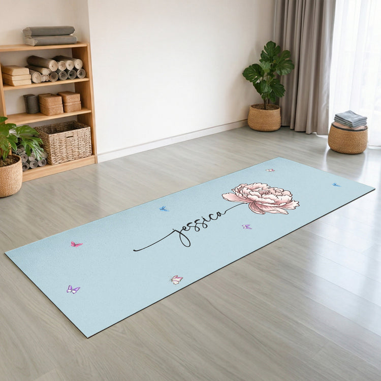 Custom-Name-Birth-Flower-Yoga-Mat,-Gift-For-Yoga-Lover-Personalized-Yoga-Mat