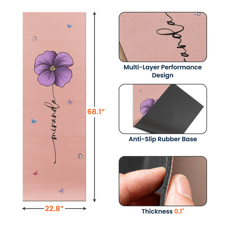 Custom-Name-Birth-Flower-Yoga-Mat,-Gift-For-Yoga-Lover-Personalized-Yoga-Mat