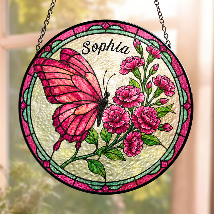 Custom-Name-&-Birth-Flowers-Butterfly-Art-Personalized-Window-Hanging-Suncatcher-2