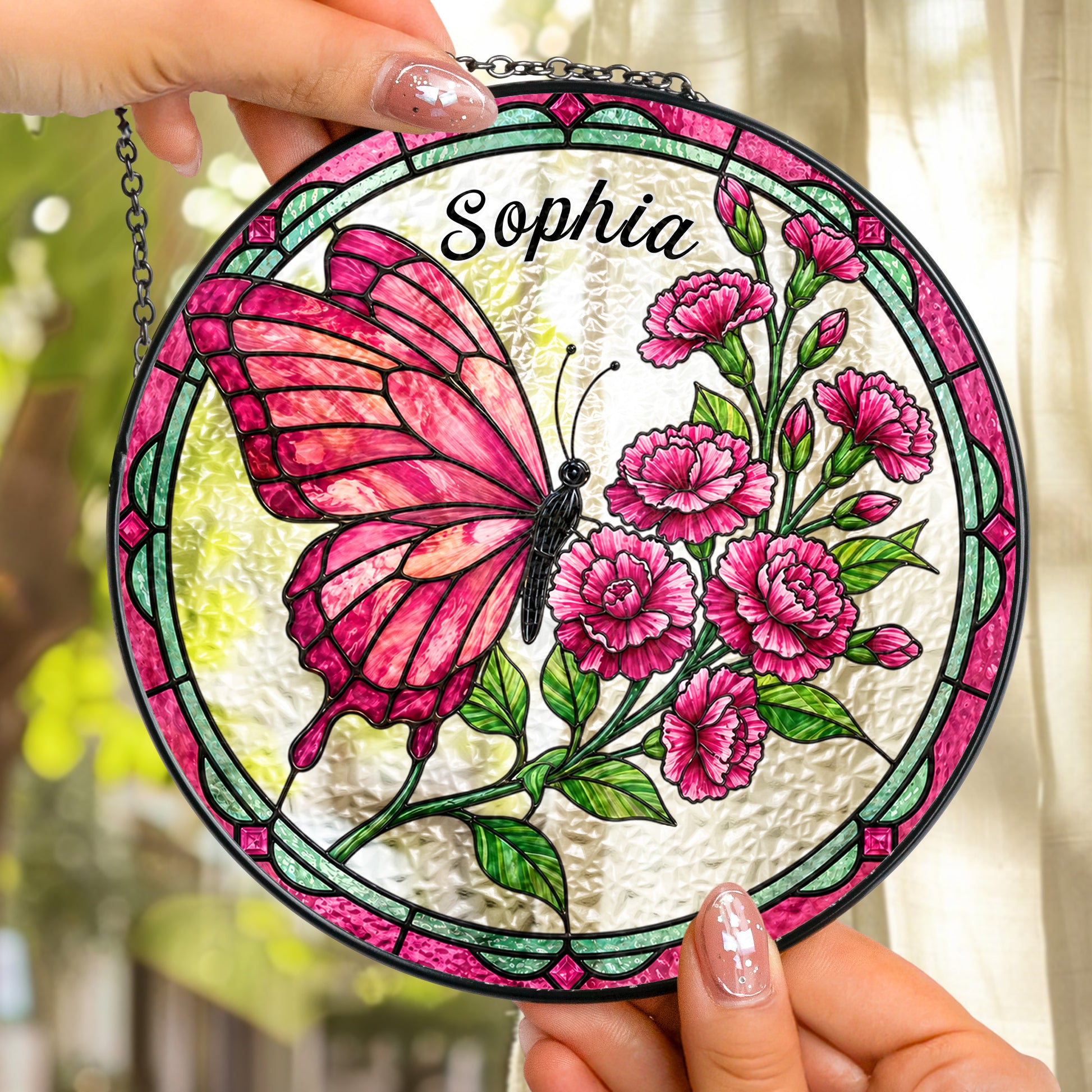 Custom-Name-&-Birth-Flowers-Butterfly-Art-Personalized-Window-Hanging-Suncatcher-3