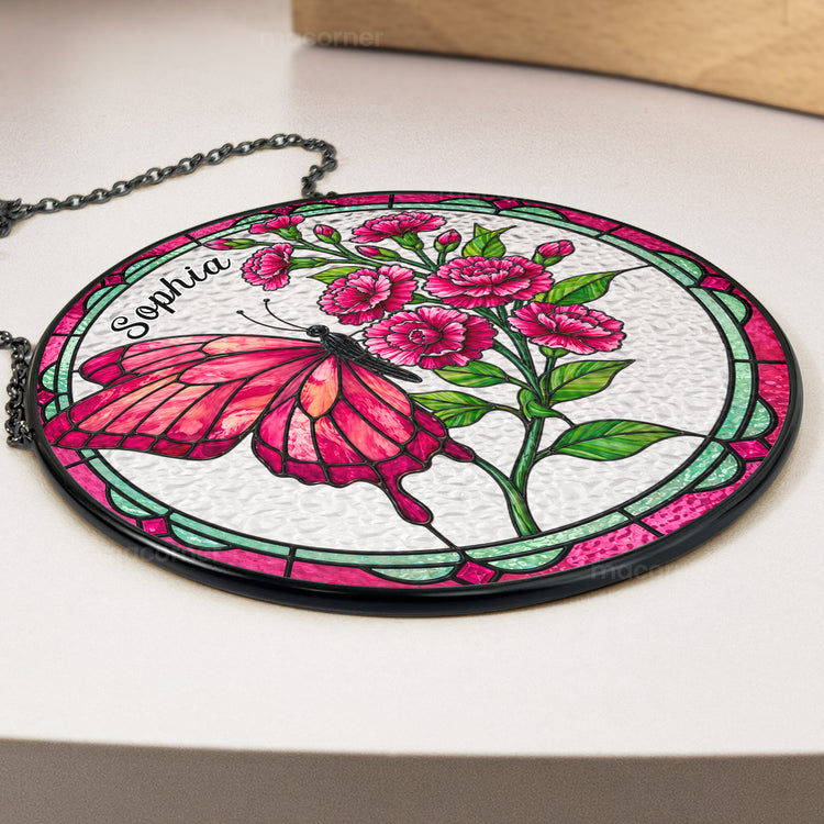 Custom-Name-&-Birth-Flowers-Butterfly-Art-Personalized-Window-Hanging-Suncatcher-4