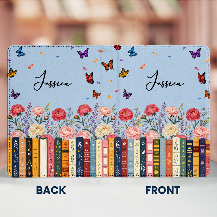 Custom-Name-&-Birthflower-For-Book-Lovers,-Book-Clubs-Personalized-Kindle-Case-3
