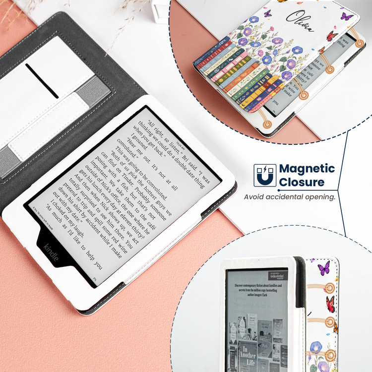 Custom-Name-&-Birthflower-For-Book-Lovers,-Book-Clubs-Personalized-Kindle-Case-4