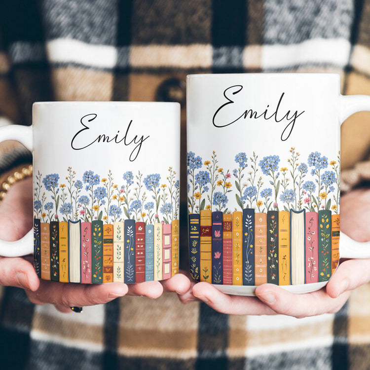 Custom-Name-&-Birthflower-For-Book-Lovers,-Book-Clubs-Personalized-Mug-4