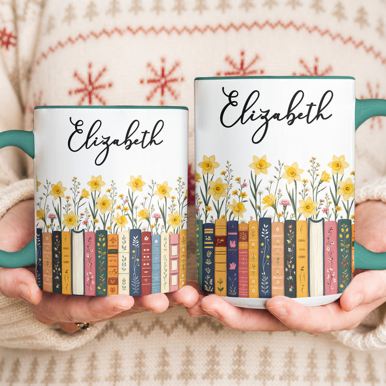 Custom-Name-&-Birthflower-For-Book-Lovers,-Book-Clubs-Personalized-Mug-5