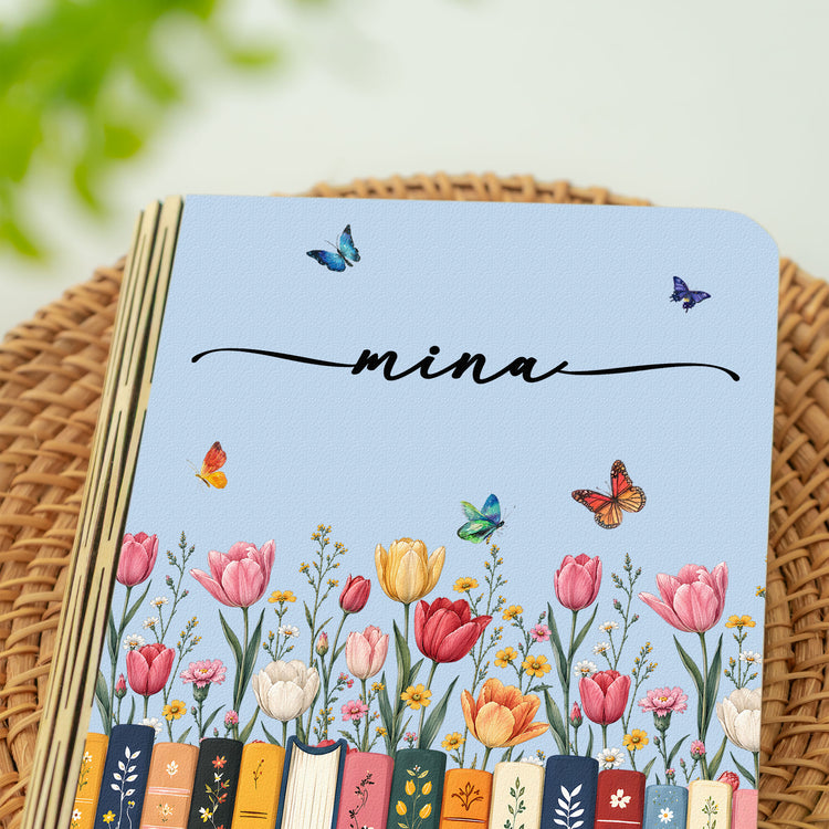 Custom-Name-&-Birthflower-For-Book-Lovers,-Book-Clubs-Personalized-Night-Light