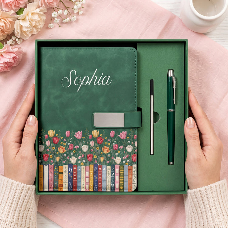 Custom-Name-&-Birthflower-For-Book-Lovers,-Book-Clubs-Personalized-Notebook-Set(3.1)