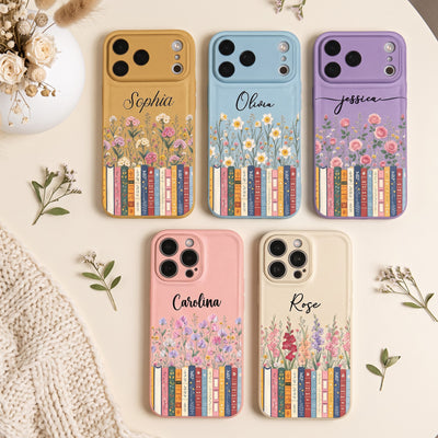 Custom Name & Birthflower For Book Lovers, Book Clubs - Personalized Phone Case