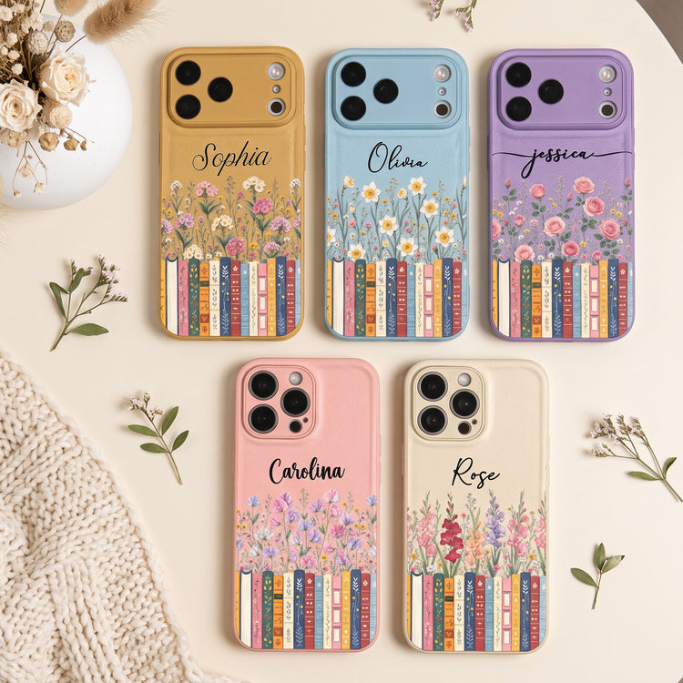 Custom-Name-&-Birthflower-For-Book-Lovers,-Book-Clubs-Personalized-Phone-Case0