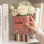 Custom-Name-&-Birthflower-For-Book-Lovers,-Book-Clubs-Personalized-Vase5