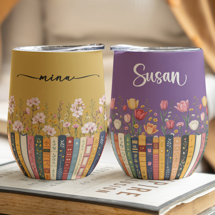 Custom-Name-&-Birthflower-For-Book-Lovers,-Book-Clubs-Personalized-Wine-Tumbler-3
