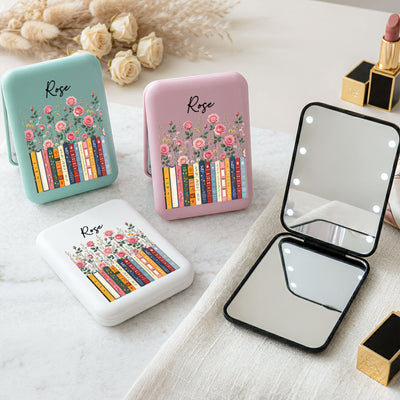 Custom Name & Birthflower For Book Lovers - Personalized Mirror
