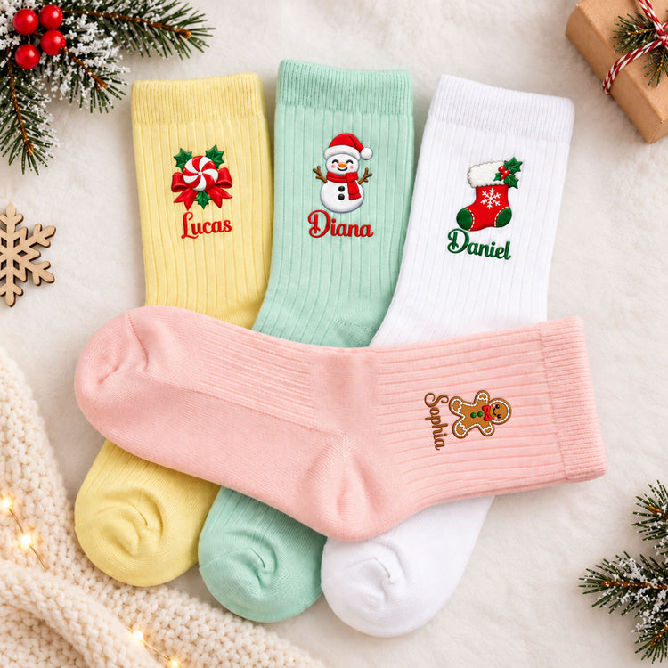 Custom-Name-Christmas-Character-Gifts-For-Her-Him-Kids-Personalized-Embroidered-Socks-1
