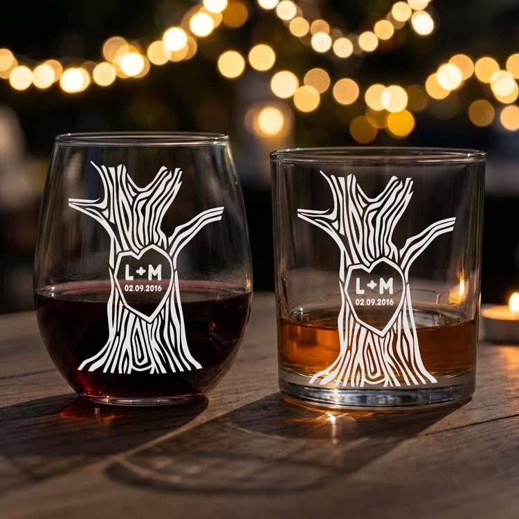 Custom-Name-&-Date-Tree-Of-Love-Personalized-Whiskey-Glass-And-Win-Glass-Set-5