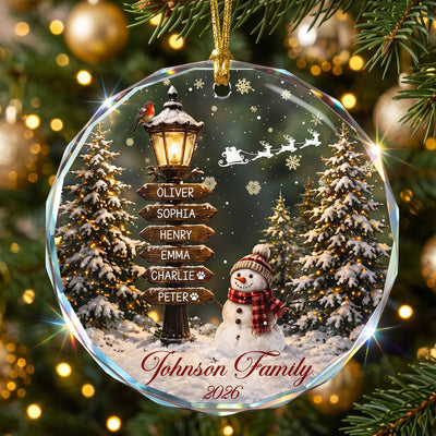 Custom Name Family Christmas Ornament 2026 Snowman - Personalized Ornament