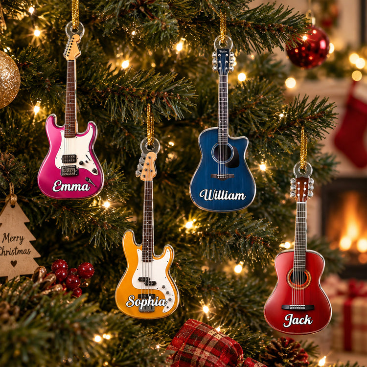 Custom-Name, Guitar Type Christmas Gift For Guitarist, Guitar Lovers - Personalized Ornament 1