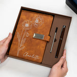 Custom-Name-Journal-Birth-Month-Flower-Gift-Personalized-Leather-Journal-4