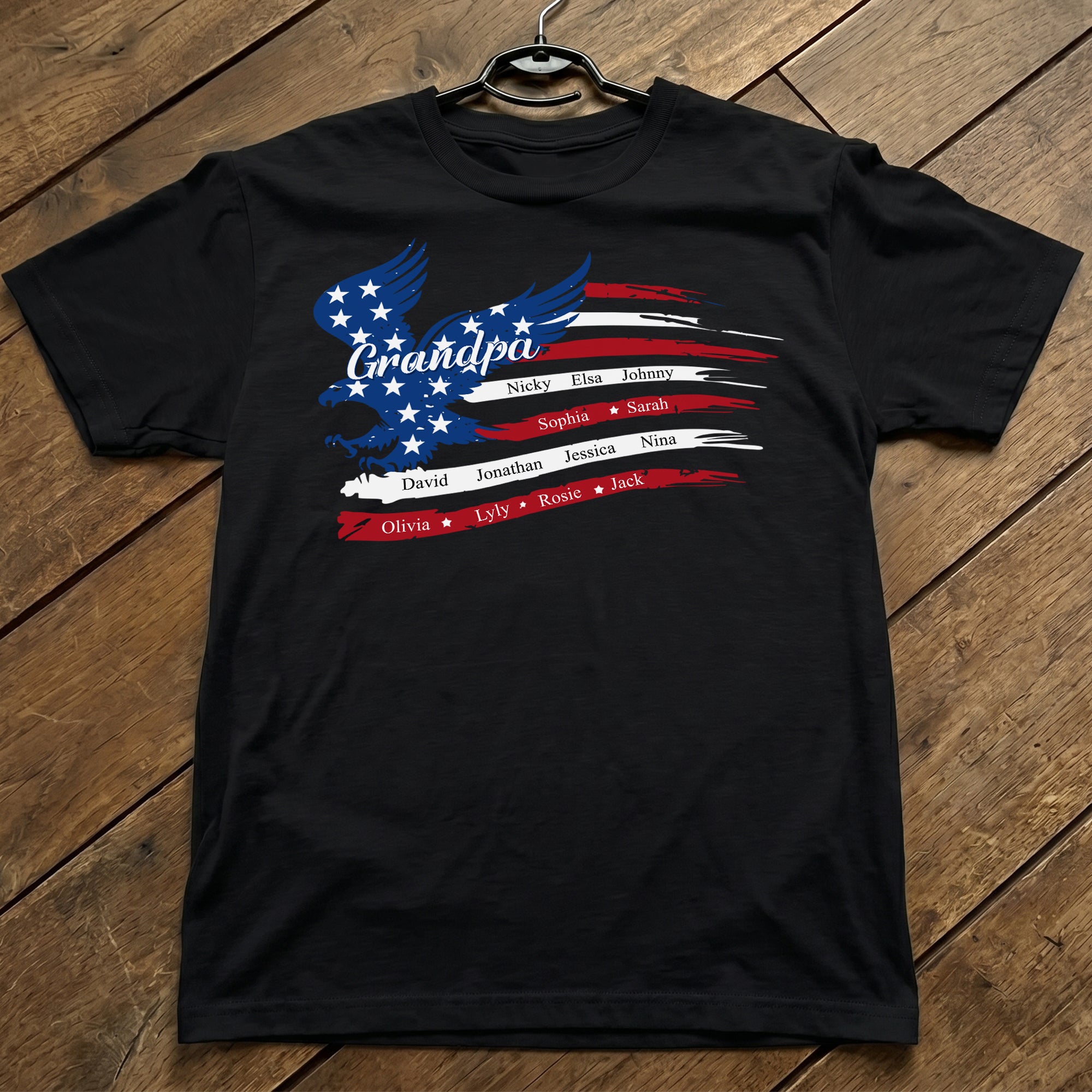 Custom-Name-Kids,-American-Flag,-Father'S-Day-Gift-For-Grandpa,-Dad-Personalized-Shirt-2