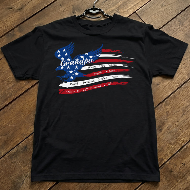 Custom-Name-Kids,-American-Flag,-Father'S-Day-Gift-For-Grandpa,-Dad-Personalized-Shirt-2