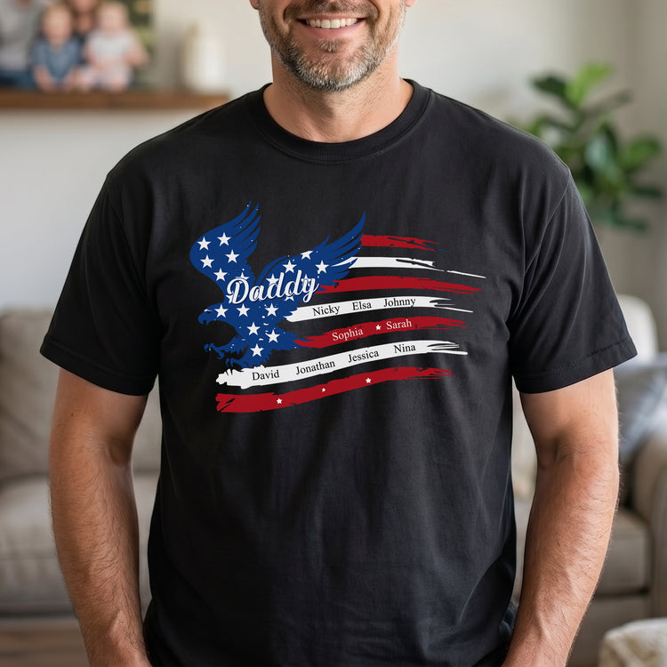 Custom-Name-Kids,-American-Flag,-Father'S-Day-Gift-For-Grandpa,-Dad-Personalized-Shirt-3
