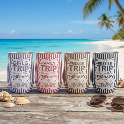 Custom Name & Location For Family Trip Girls Trip Vacations - Personalized Wine Tumbler