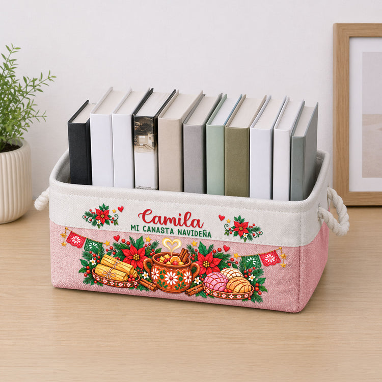 Custom-Name--Mexican-Navidad-Ponche-Conchas-Tamales--Personalized-Storage-Basket-2