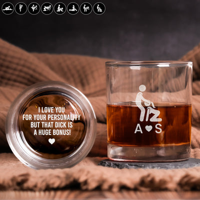 Custom Name Naughty Couple Funny Gift For Husband - Personalized Whiskey Glass
