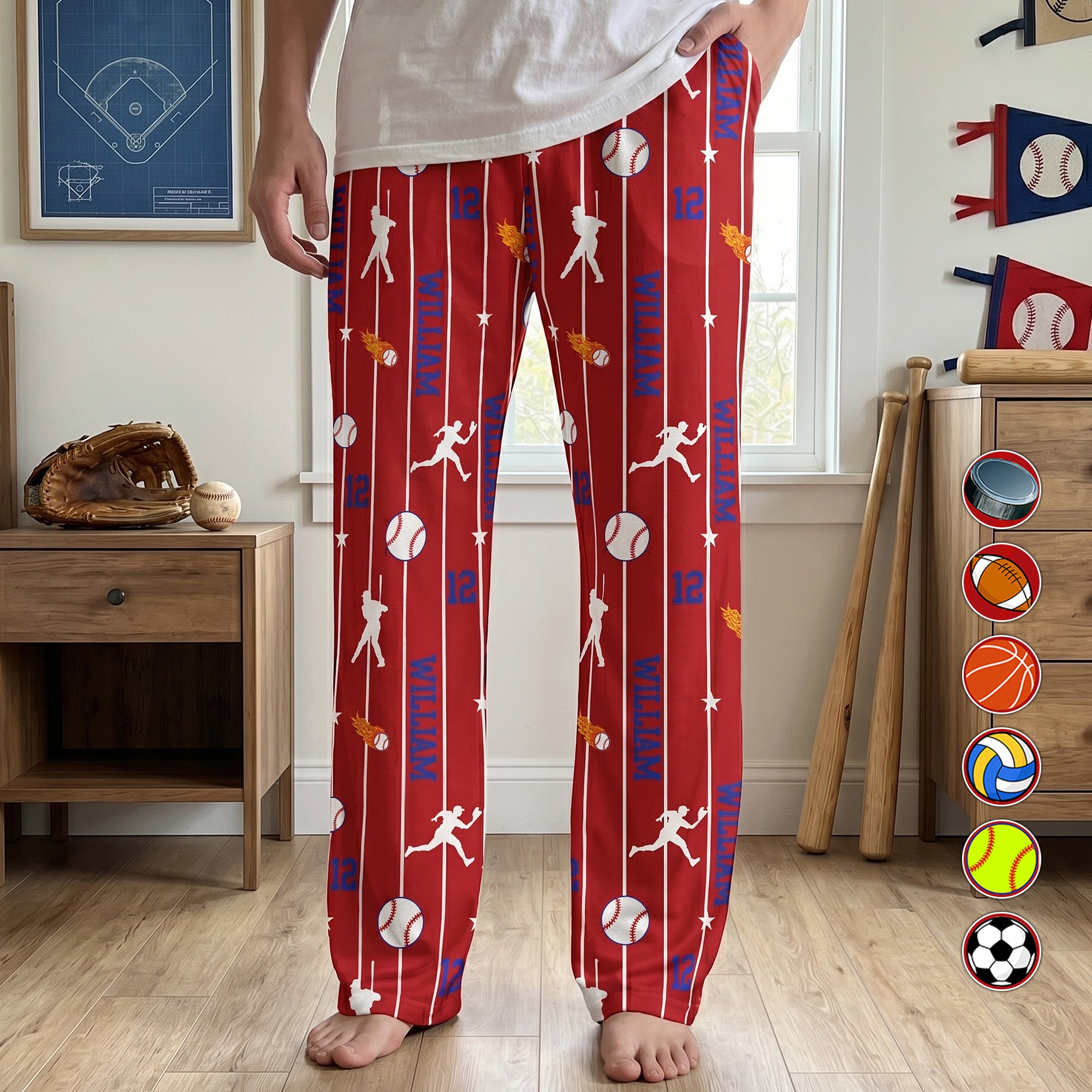 Custom Name & Number For Baseball, Softball, Soccer, Football, Basketball, Hockey Lover - Personalized Lounge Pants
