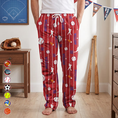 Custom Name & Number For Baseball, Softball, Soccer, Football, Basketball, Hockey Lover - Personalized Pajamas