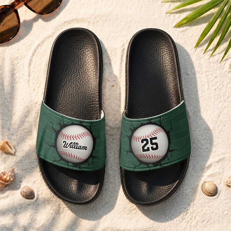 Custom-Name-&-Number-For-Sport-Lover,-Baseball-Lover,-Baseball-Player-Personalized-Slide-Sandals-1