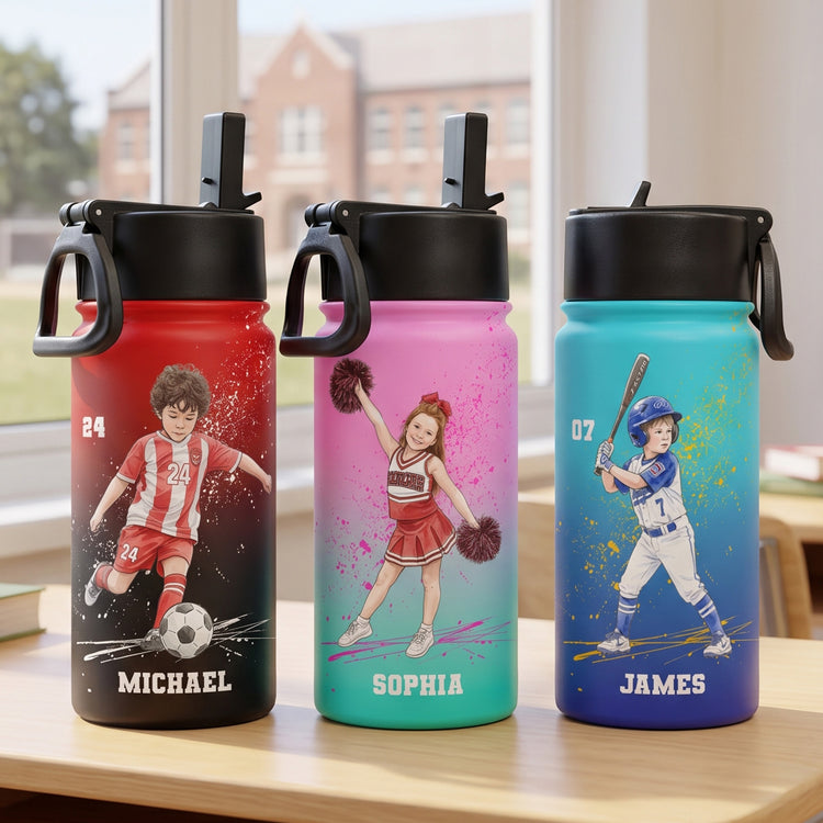 Custom-Name,-Number-&-Photo,-Watercolor-Style-Personalized-Water-Bottle