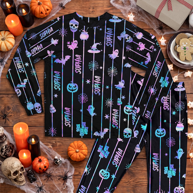 Custom-Name-Spooky-Halloween-Family-Matching-Outfits-For-Kid,-Parents-Personalized-Pyjamas-2