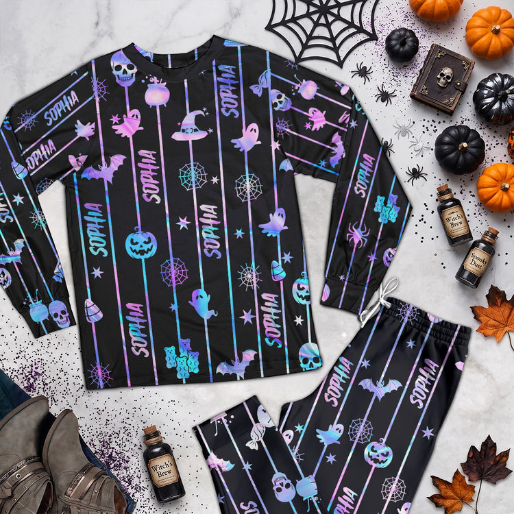 Custom-Name-Spooky-Halloween-Family-Matching-Outfits-For-Kid,-Parents-Personalized-Pyjamas-4